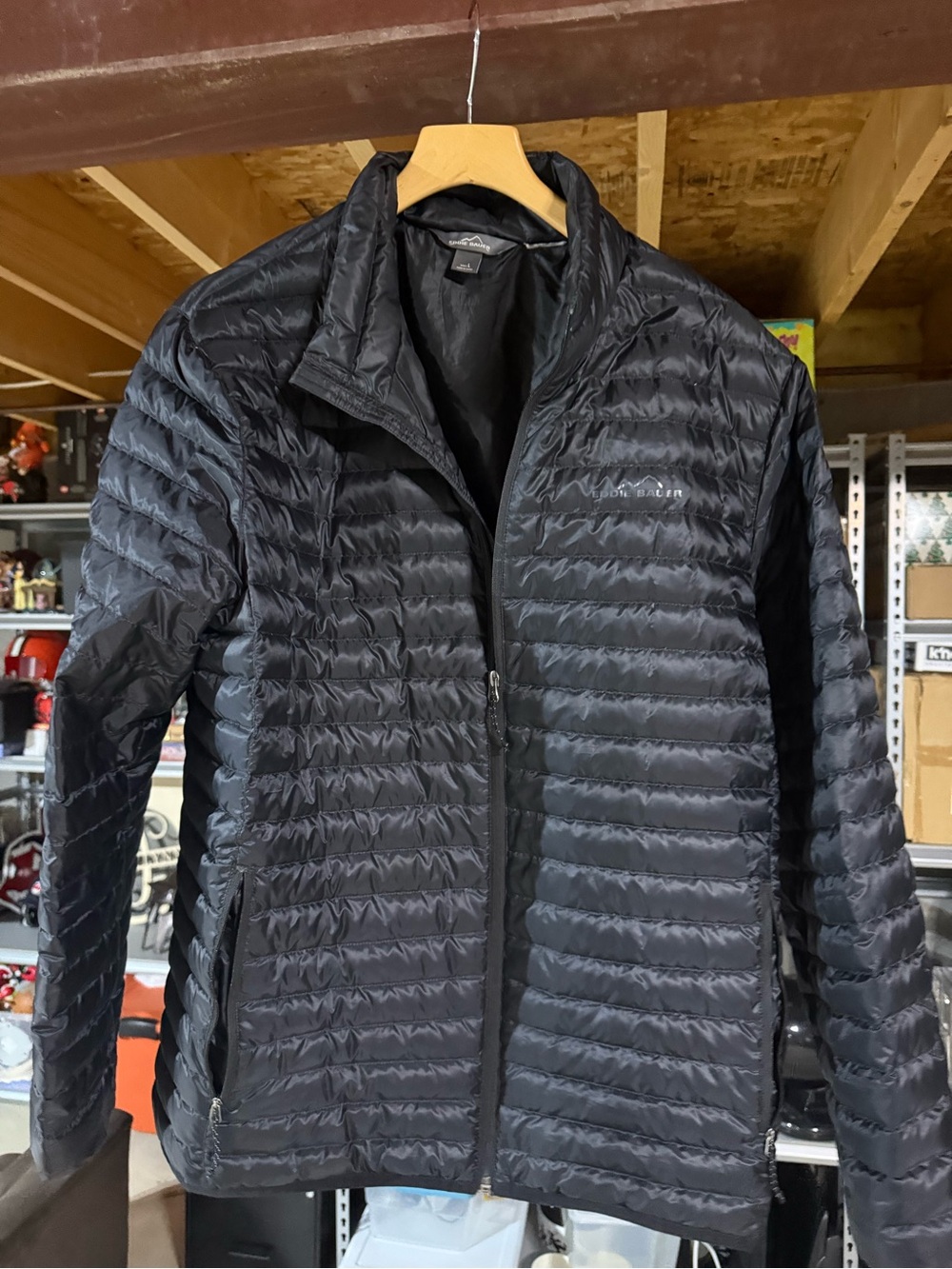 Eddie Bauer Men's Black Packable Down Quilted Jacket